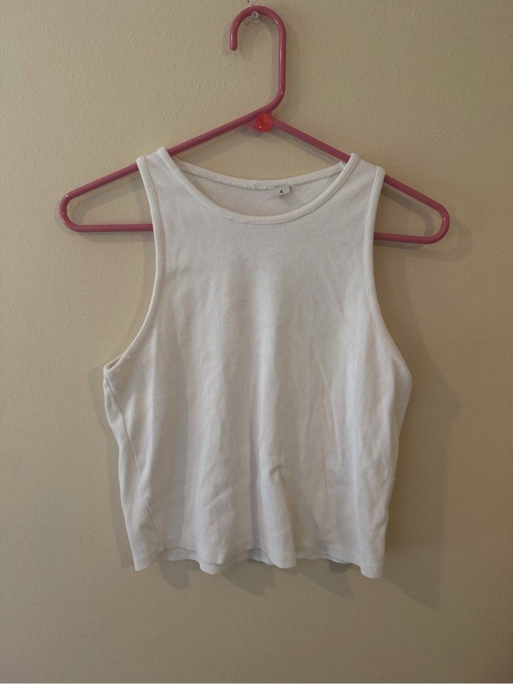 Sleeveless White Ribbed Tank Top - Women's Fitted Crop - Picture 2 of 3